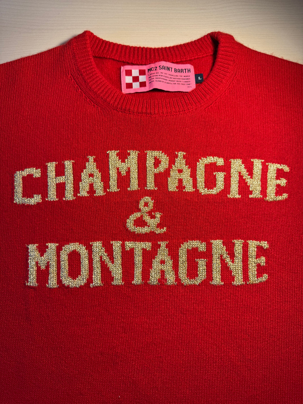 Maglione Saint Barth "Champagne e montagne" rosso