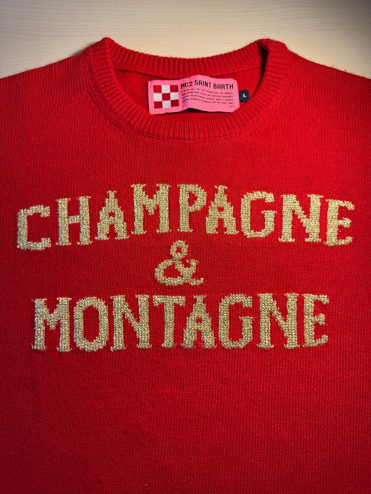 Maglione Saint Barth "Champagne e montagne" rosso