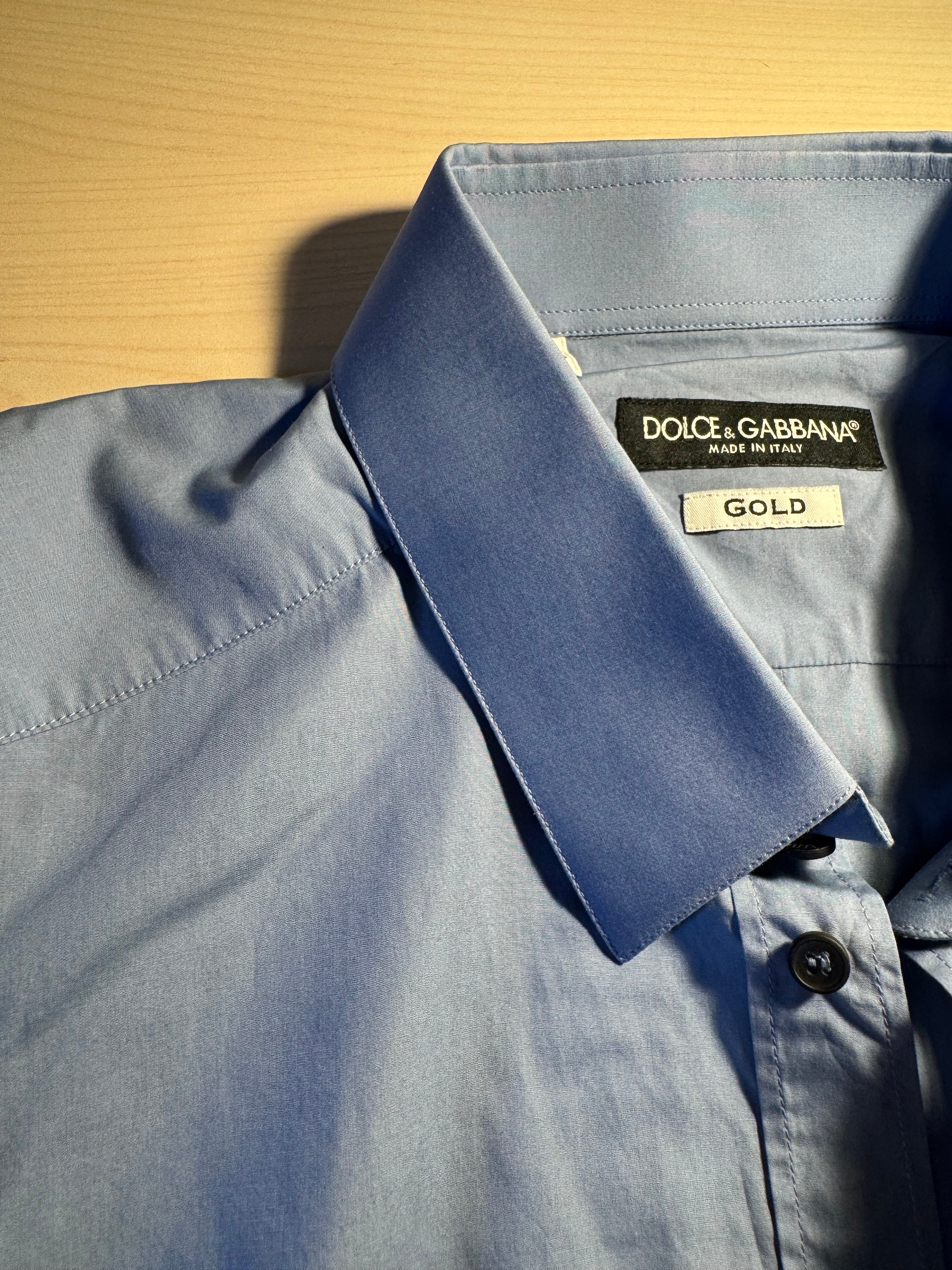 Camicia Dolce e Gabbana Gold azzurra scura