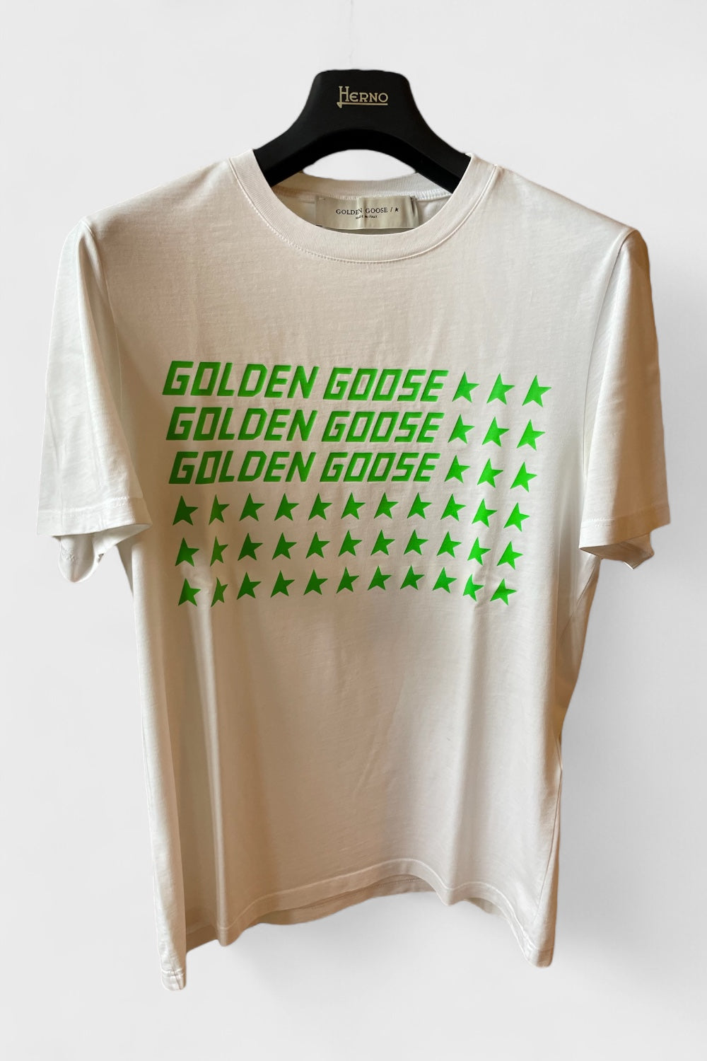 Maglia Golden Goose bianca stelle verdi
