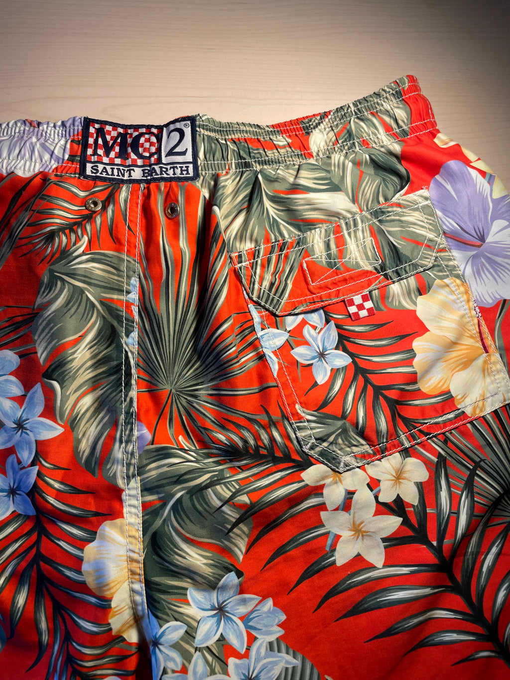 Costume Saint Barth floreale rosso