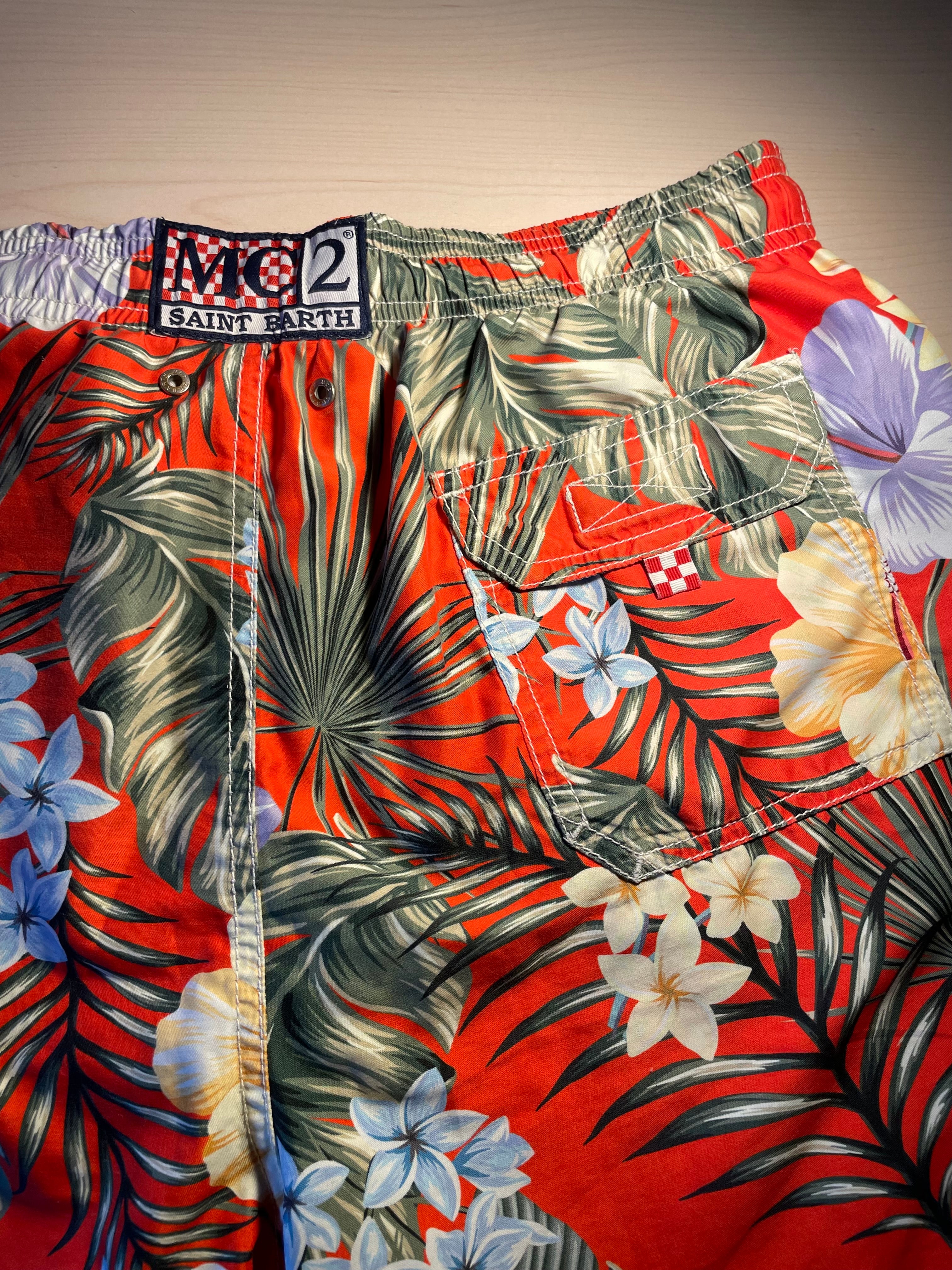 Costume Saint Barth floreale rosso