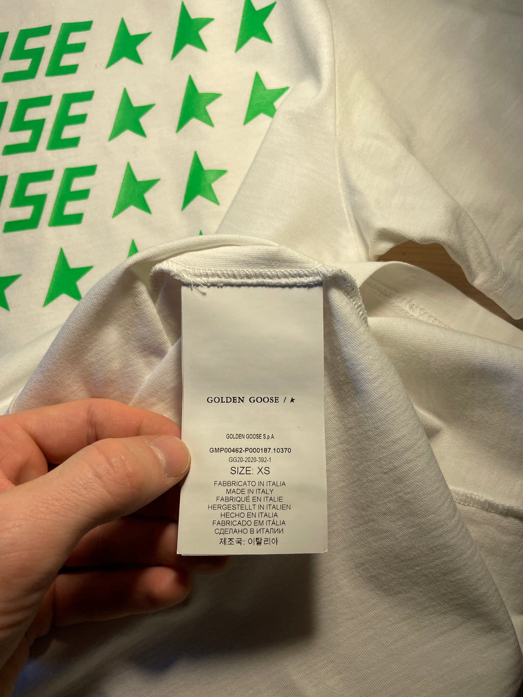 Maglia Golden Goose bianca stelle verdi
