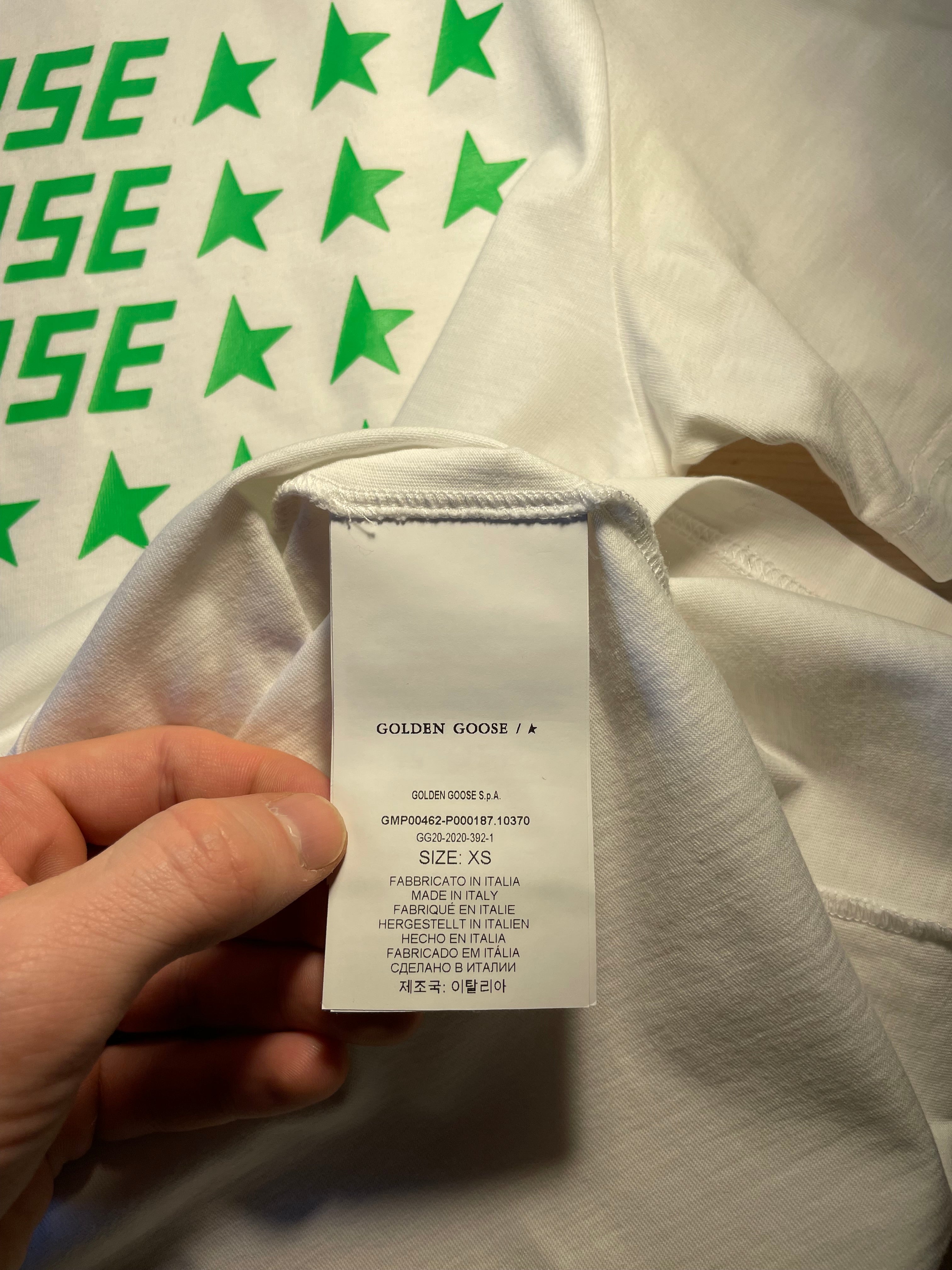 Maglia Golden Goose bianca stelle verdi