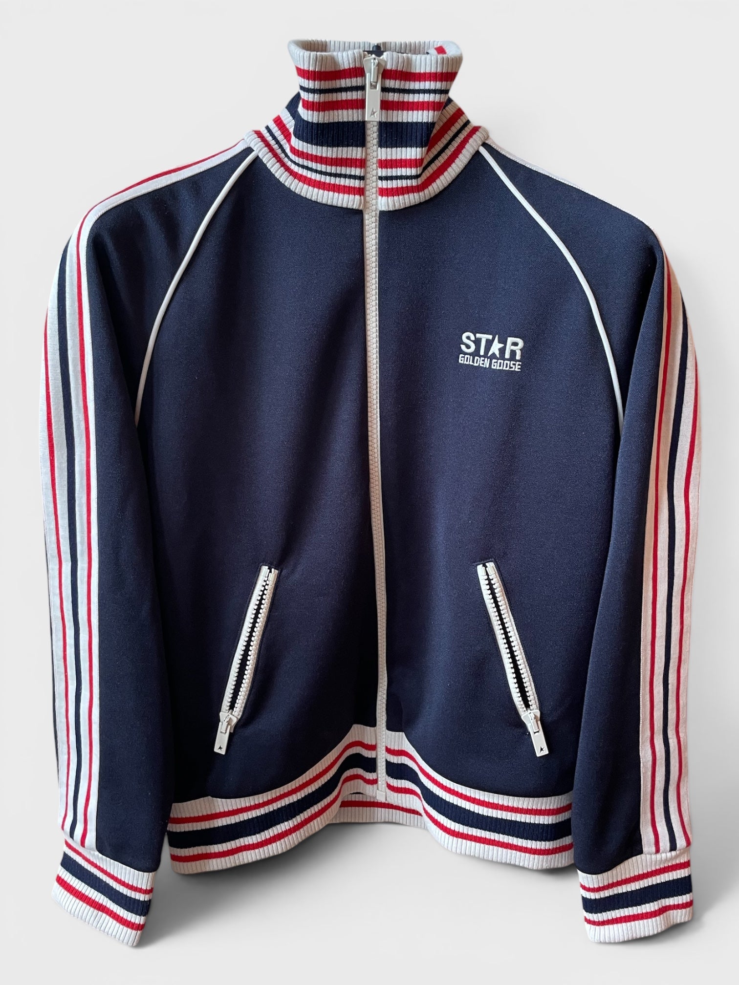 Felpa Golden Goose Star blu logo frontale con zip