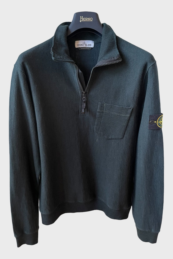 Felpa Stone Island con zip verde scuro
