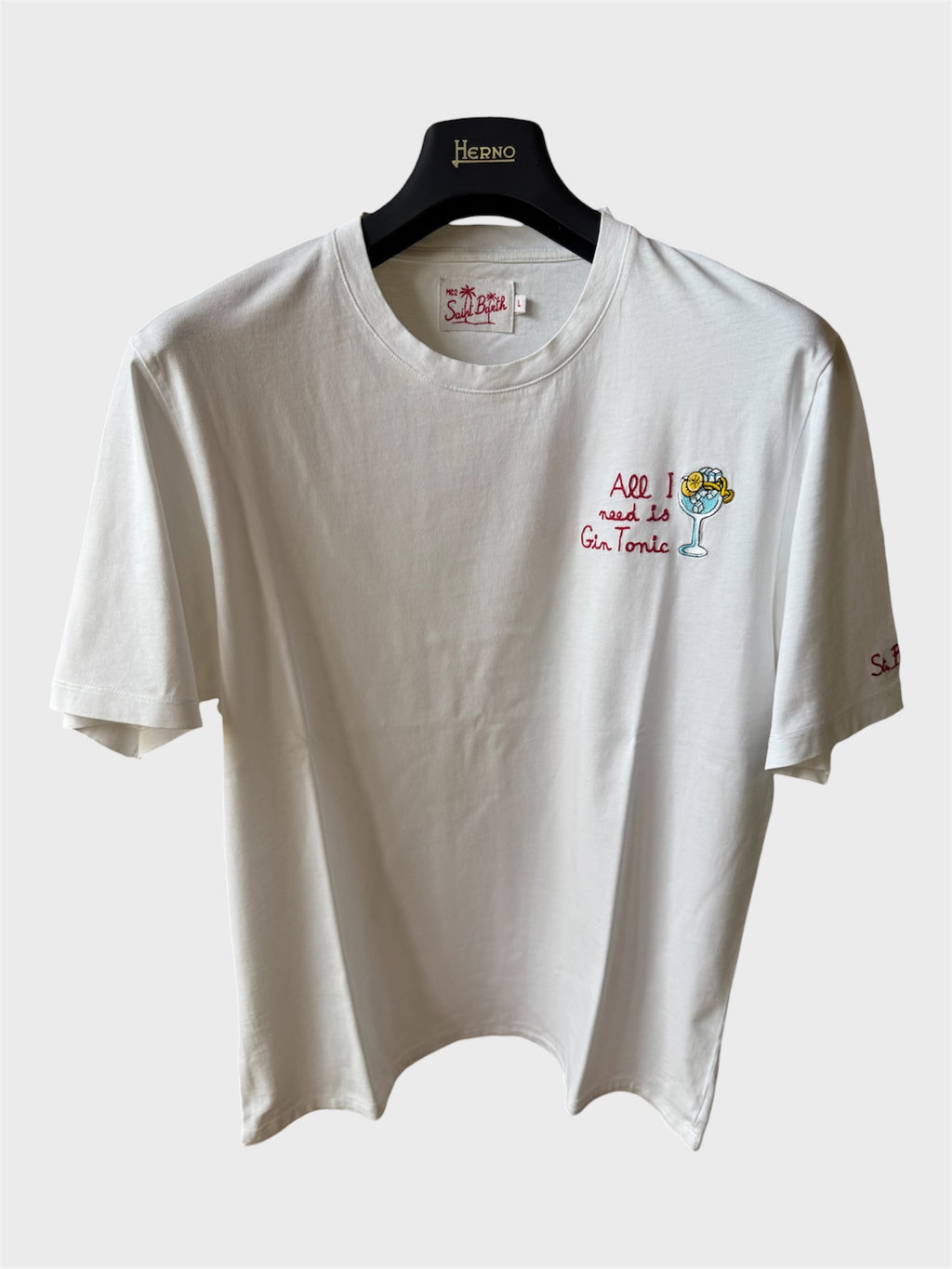 Maglia Saint Barth "All I Need Is Gin Tonic" bianca
