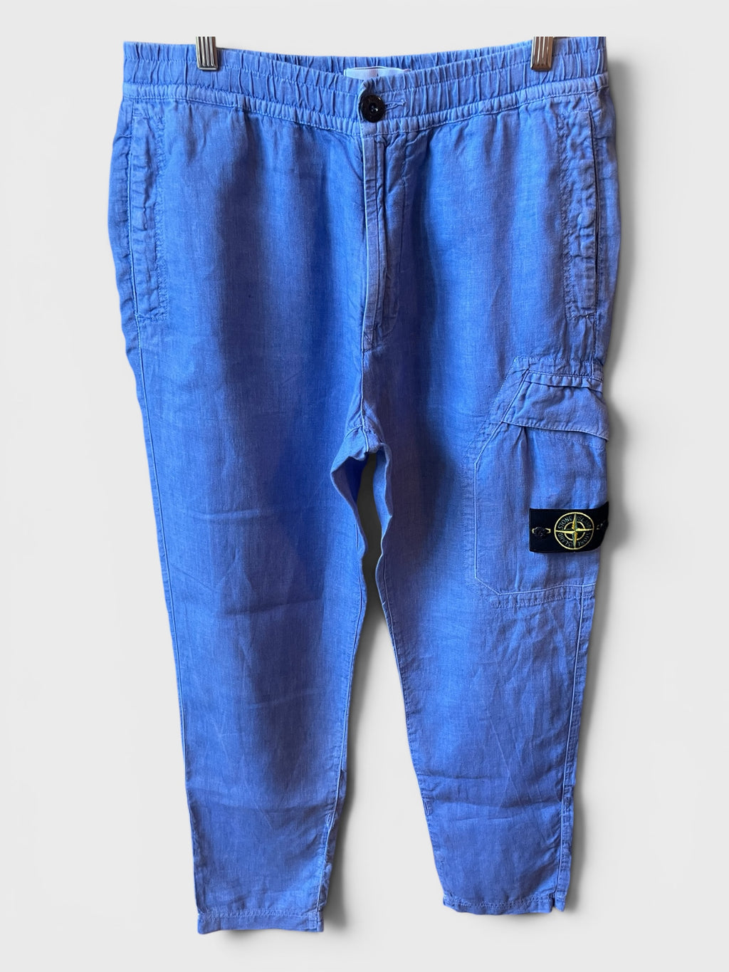 Pantalone Stone Island cargo azzurri lino