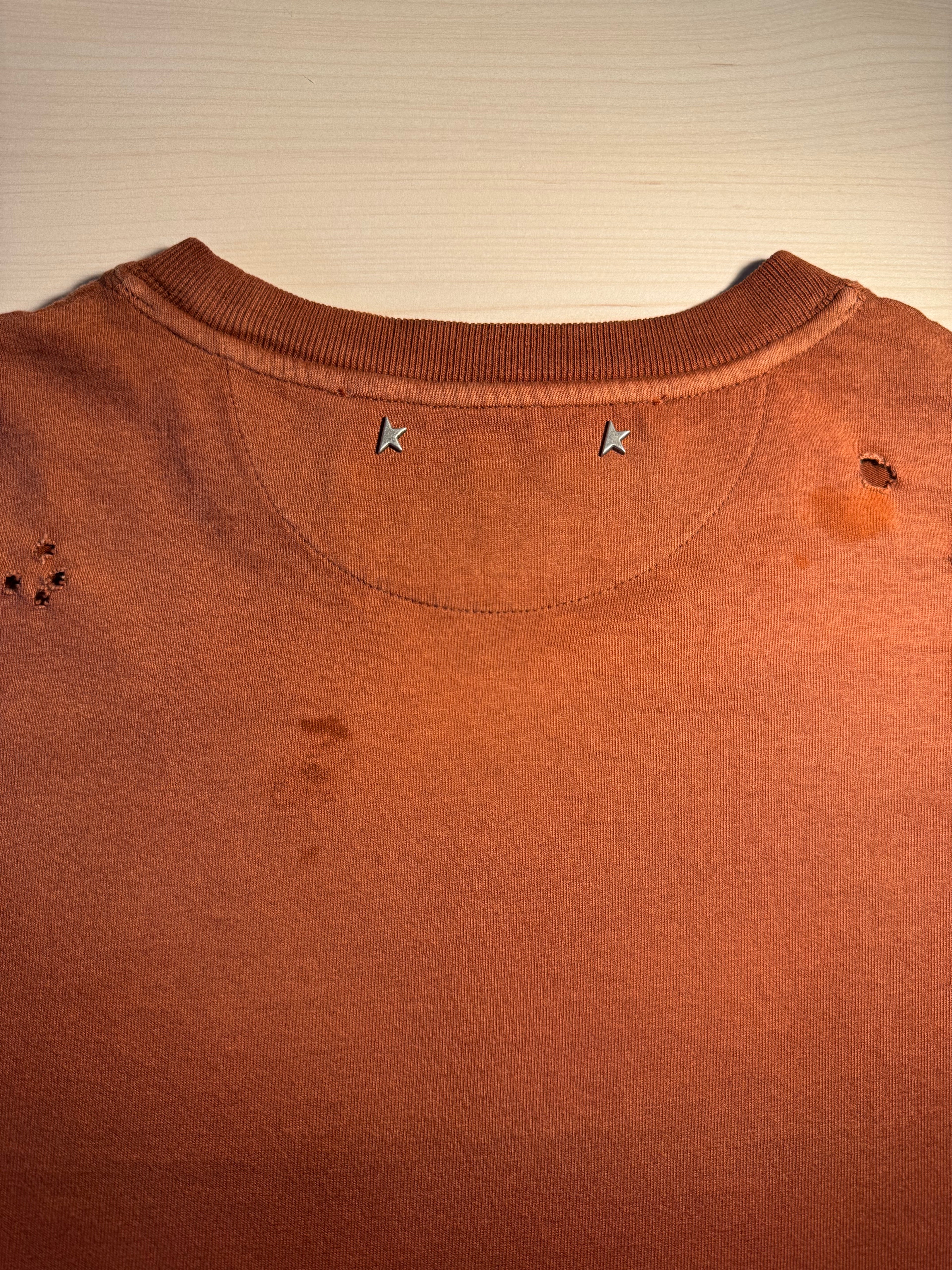 Maglia Golden Goose bordeaux scritta "Golden" azzurra