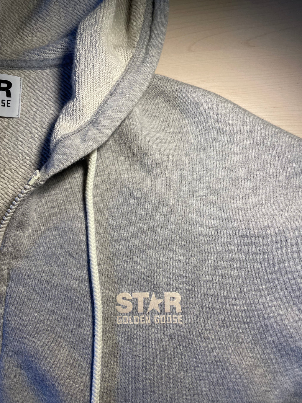 Felpa Golden Goose Star grigia logo frontale con zip