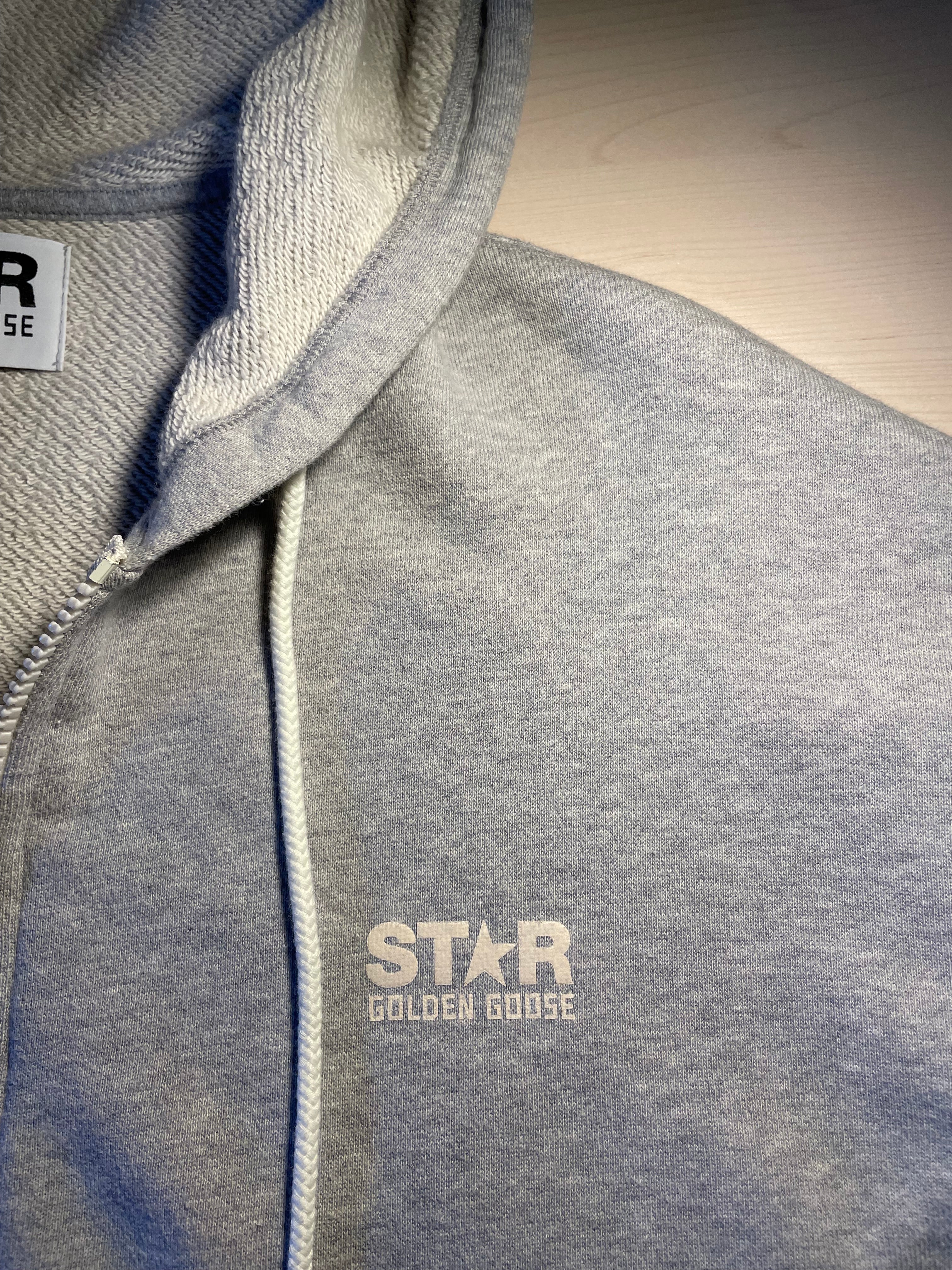 Felpa Golden Goose Star grigia logo frontale con zip