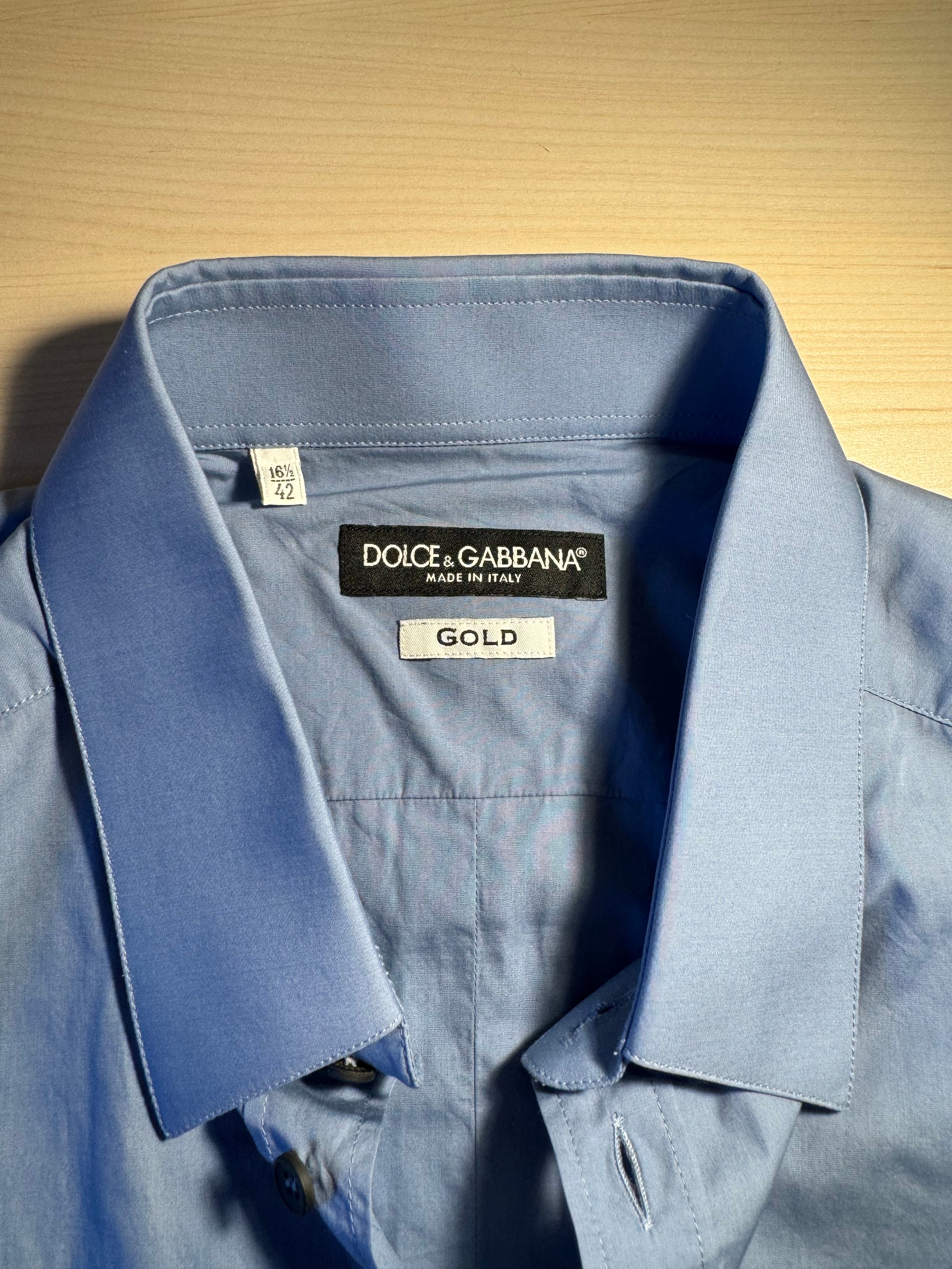 Camicia Dolce e Gabbana Gold azzurra scura