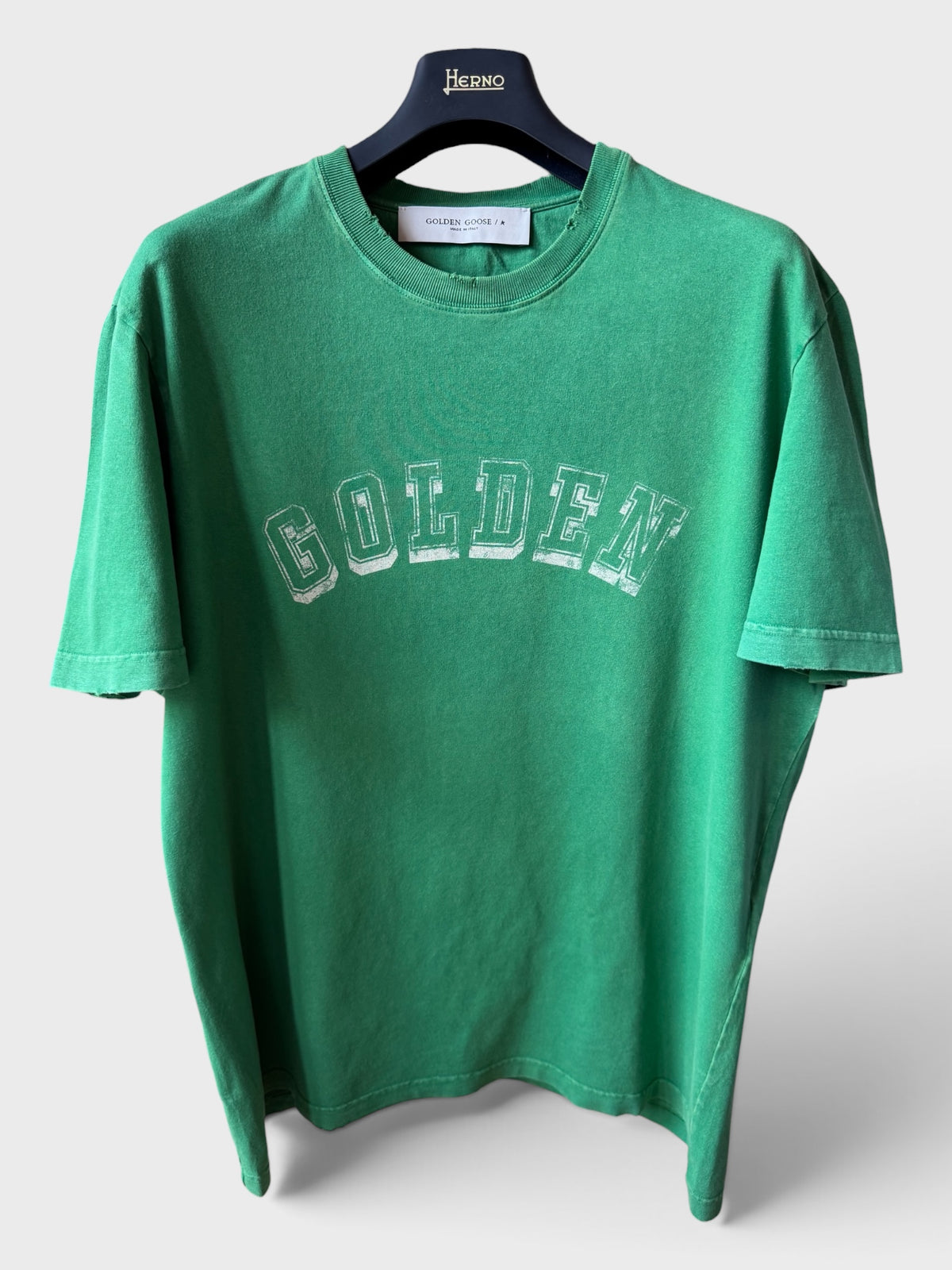 Maglia Golden Goose verde scritta "Golden"