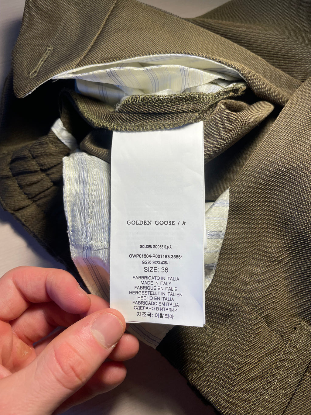 Pantaloni Golden Goose verdi misto lana