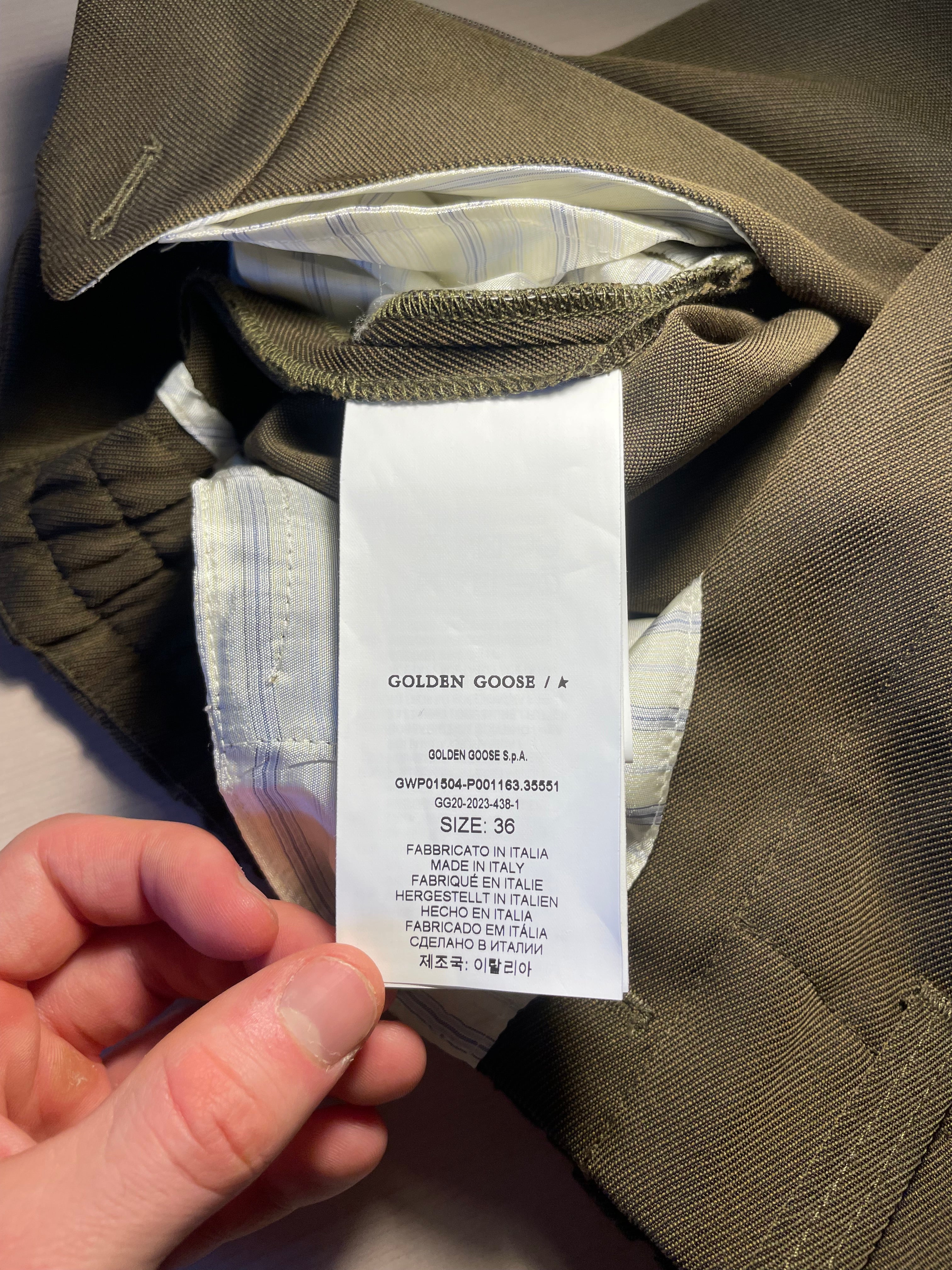 Pantaloni Golden Goose verdi misto lana