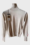 Maglione dolcevita Golden Goose beige trattamento distressed con patch nuovo