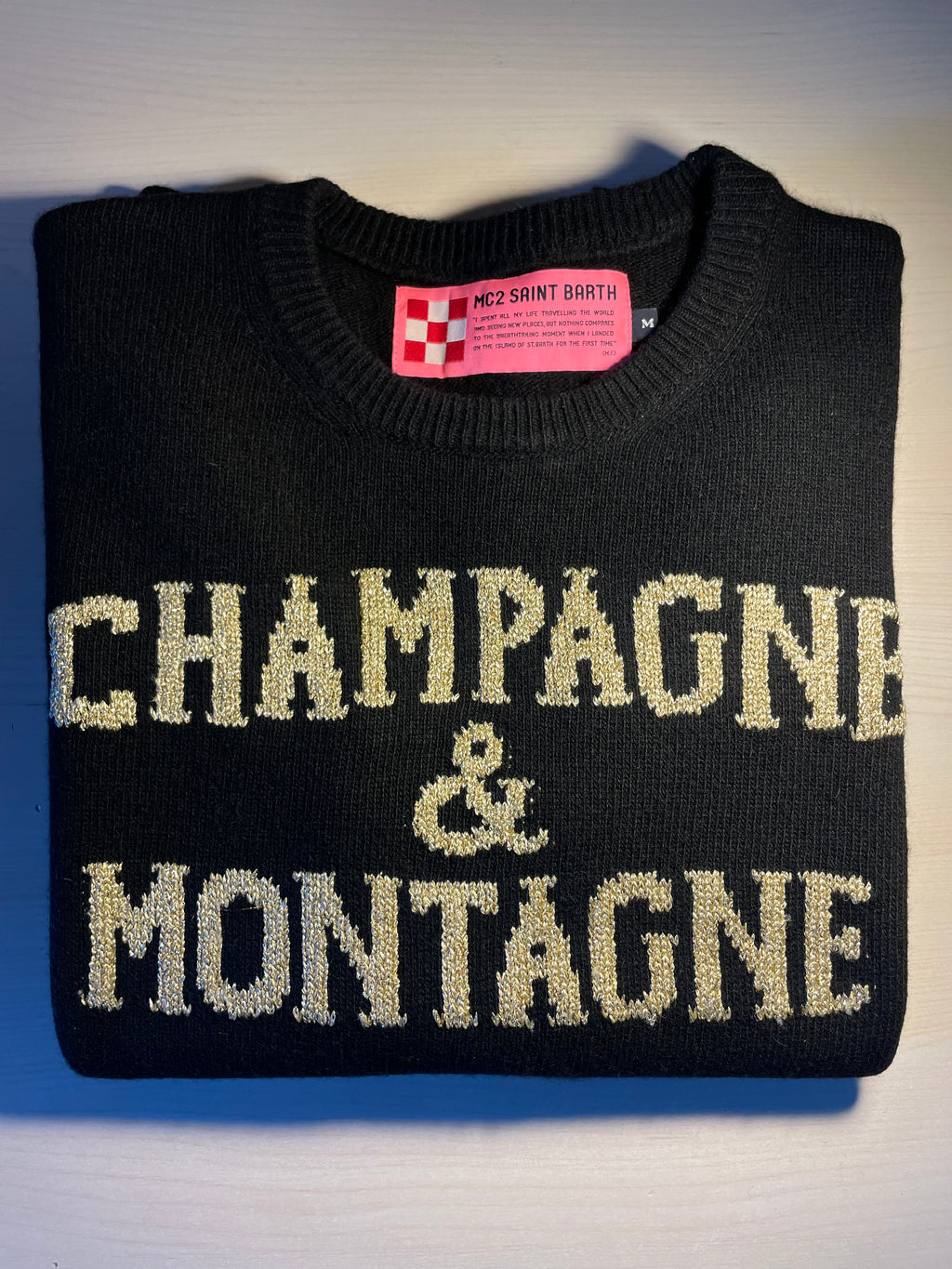 Maglione Saint Barth "Champagne e montagne" nero