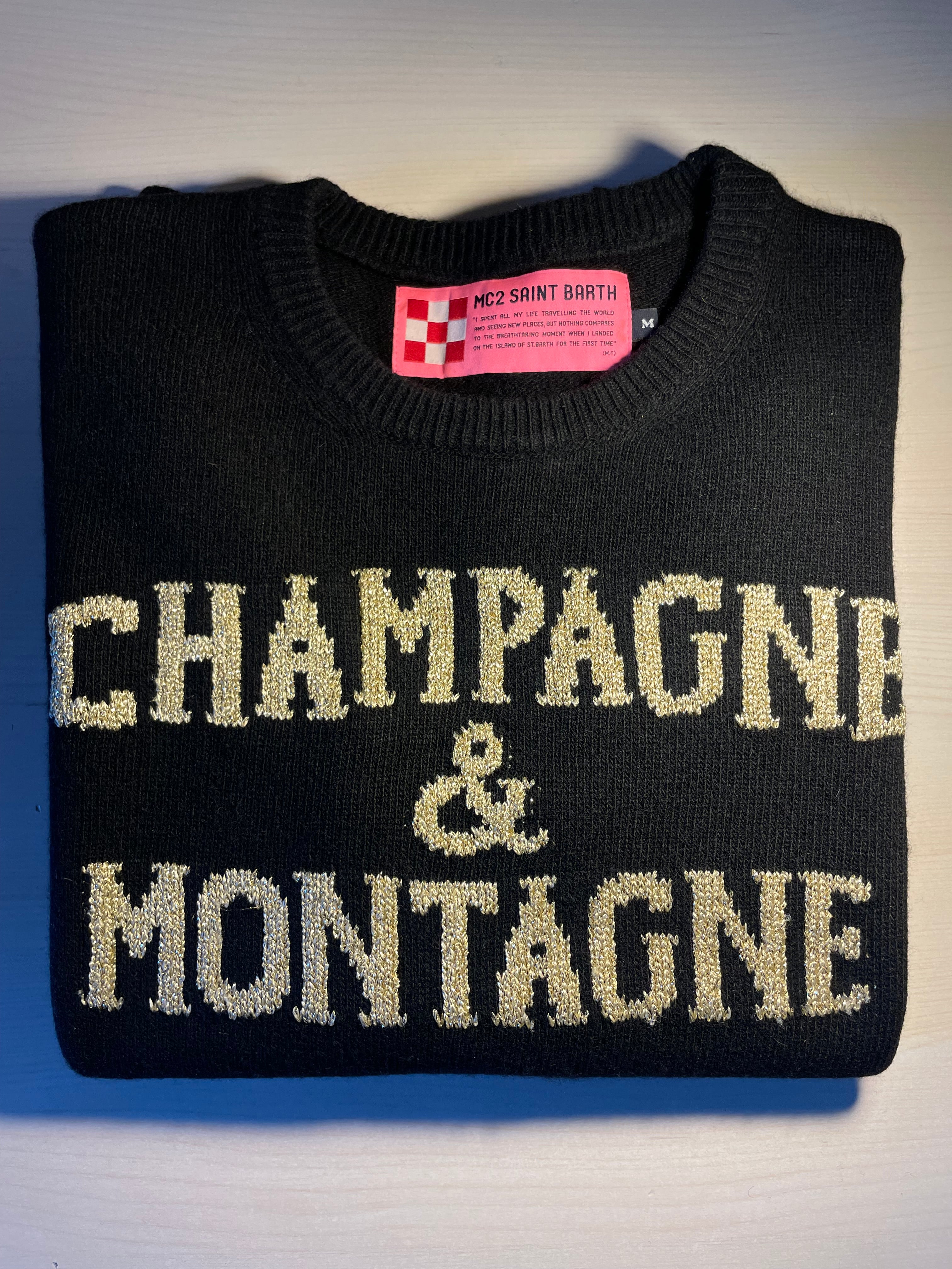 Maglione Saint Barth "Champagne e montagne" nero
