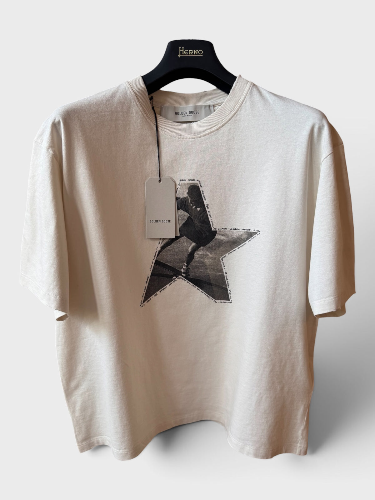 Maglia Golden Goose bianca con stampa a stella