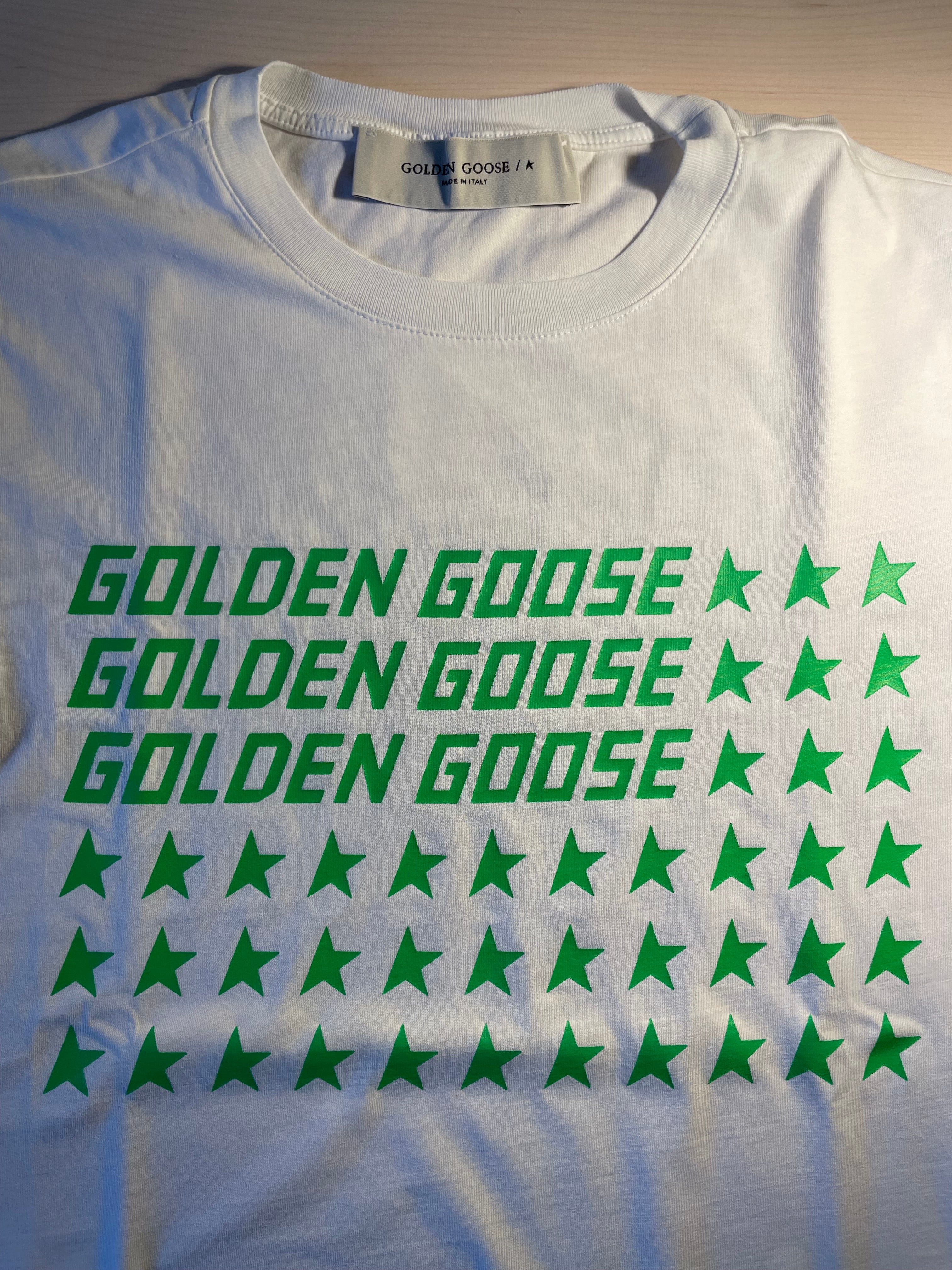 Maglia Golden Goose bianca stelle verdi