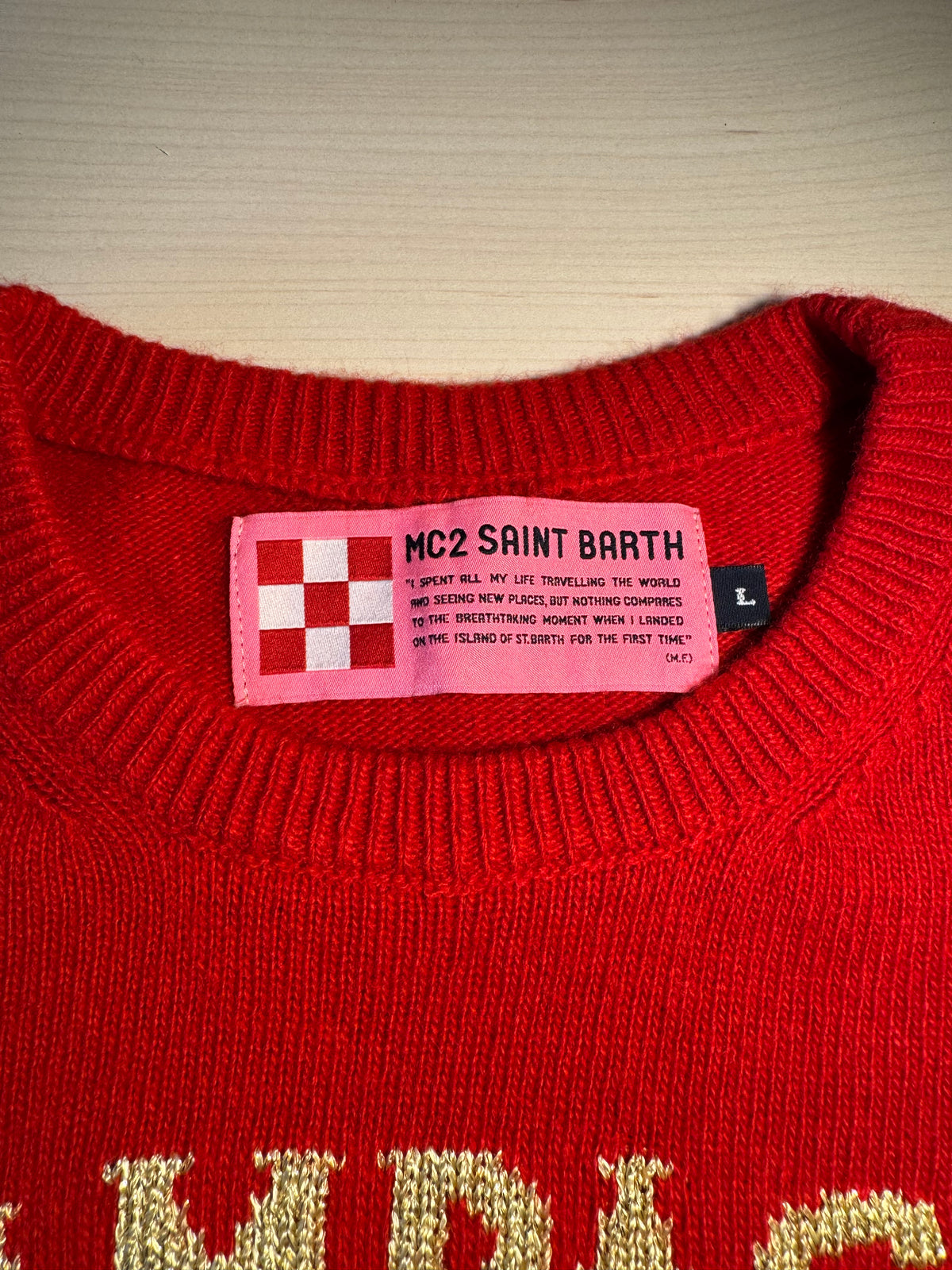 Maglione Saint Barth "Champagne e montagne" rosso