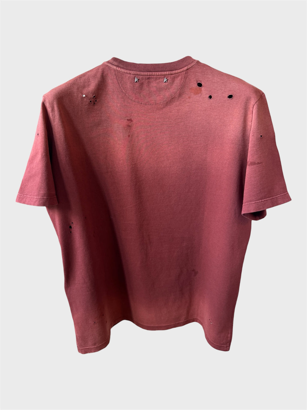 Maglia Golden Goose bordeaux scritta "Golden" azzurra