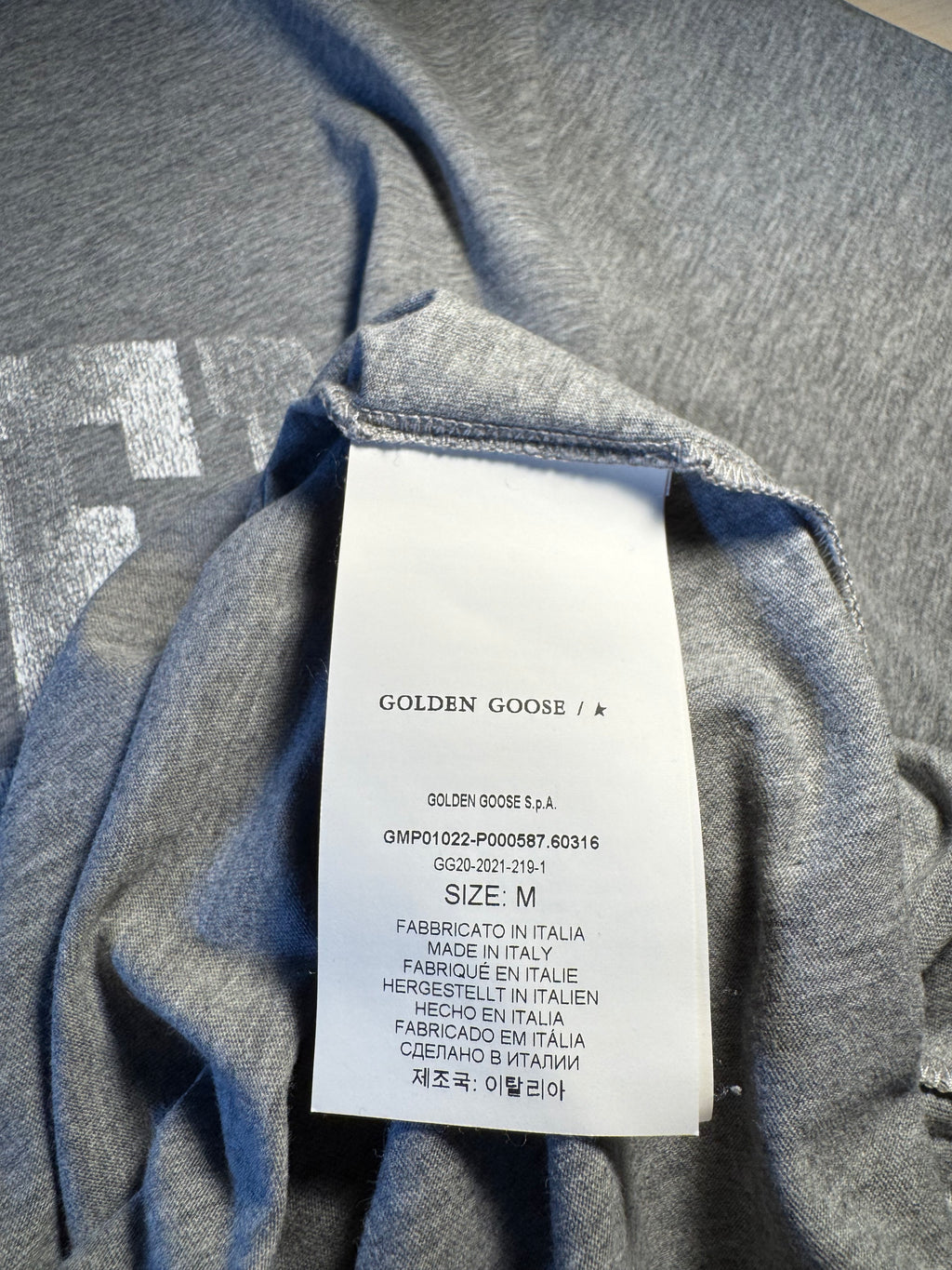Maglia Golden Goose grigia scritta “Golden”